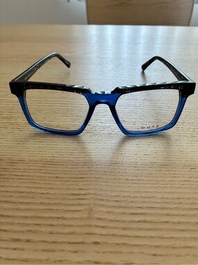 Dutz Eyewear Two-Tone Blue & Black Acetate Rectangular Eyeglass Frames DZ2265